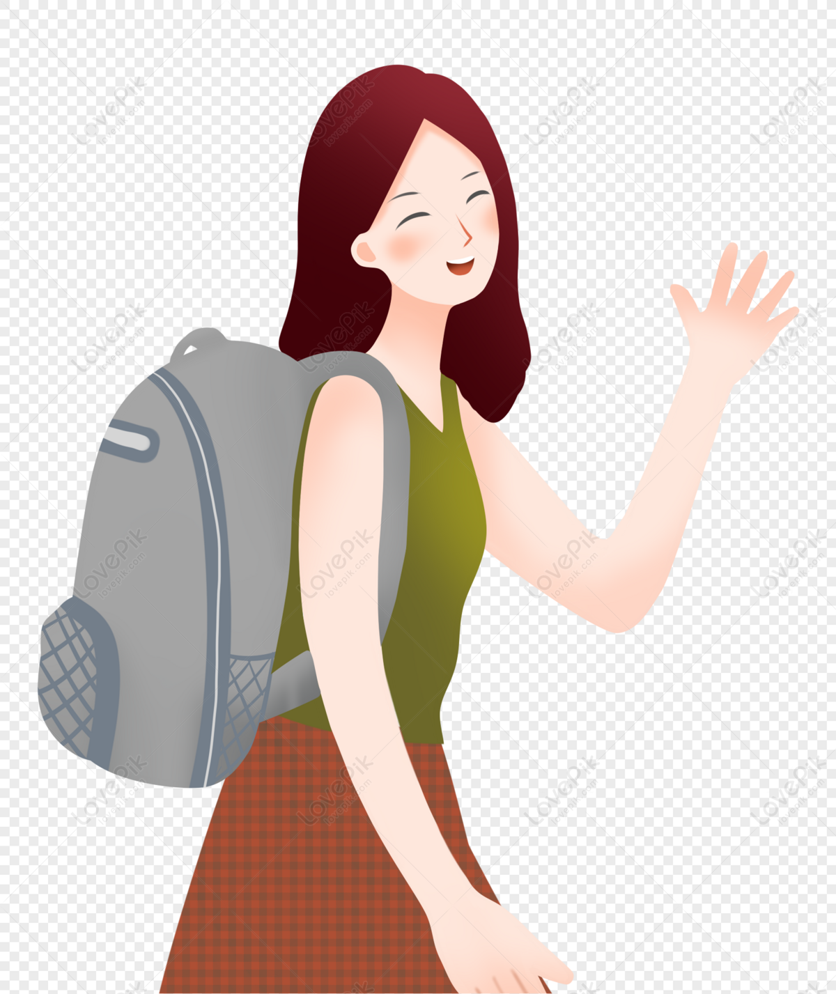girl with backpack clip art