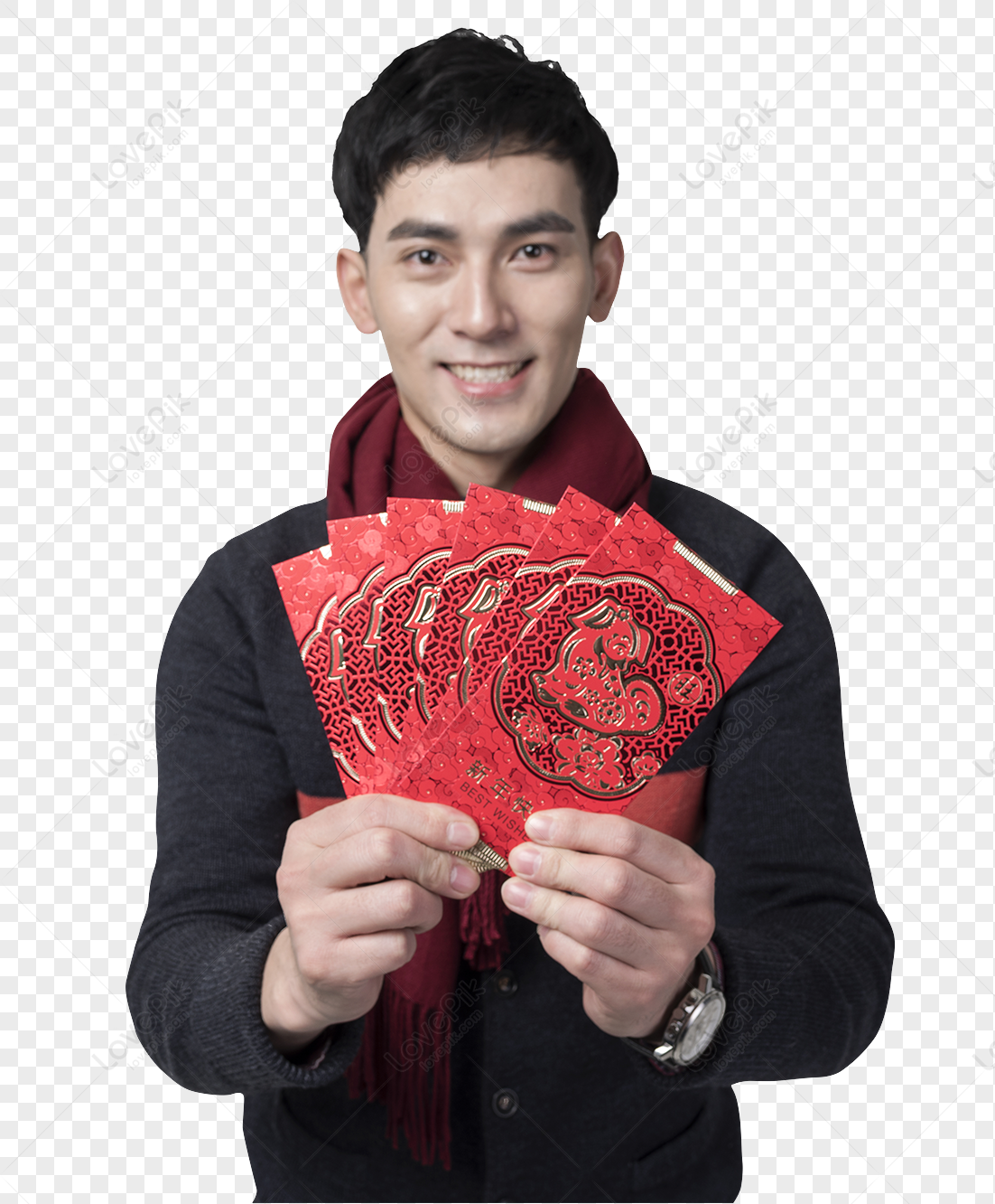 New Years Men Take Red Envelopes PNG Transparent Image And Clipart ...