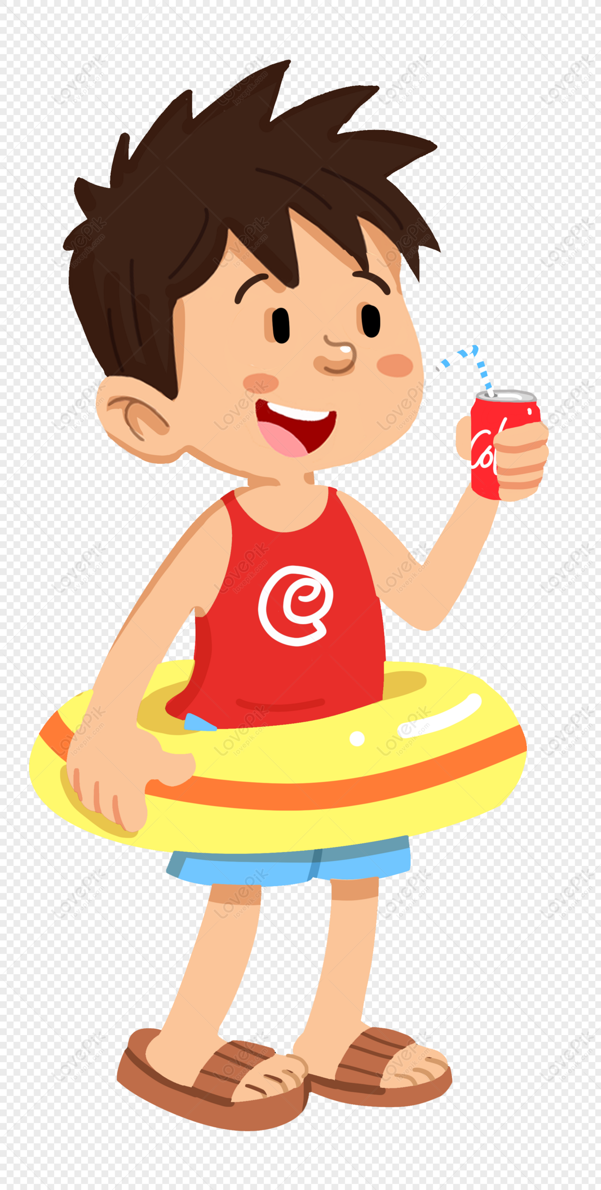 The Cola Boy Holds The Swimming Circle PNG Transparent And Clipart ...