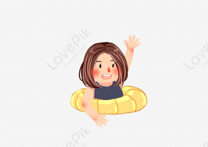 A Maiden Swimming, Girl Vector, Girl Swimming, Cartoon Swimming PNG ...