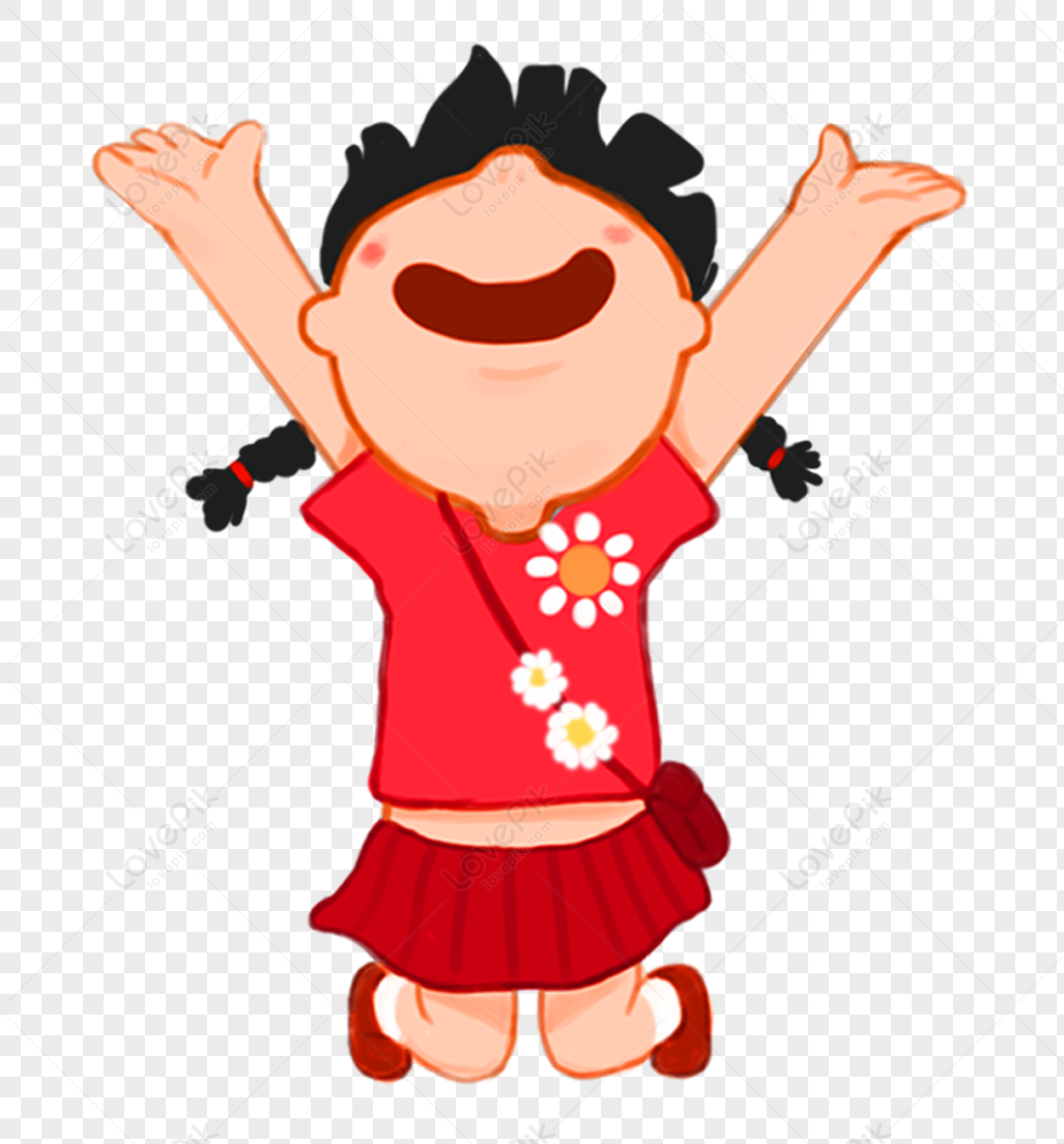 Happy Childrens Day, Cartoon Happy, Girl Happy, Material Free PNG And ...