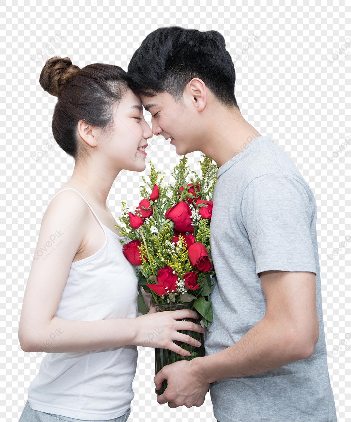 Lovers Holding Roses With Sweet Pictures PNG Image Free Download ...