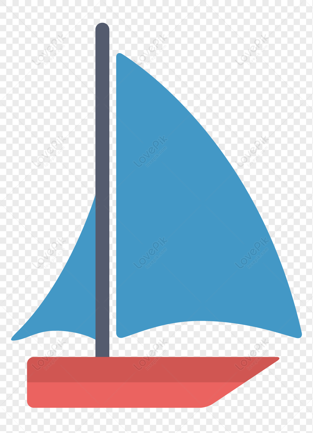 Sailboat, blue vector, light vector, blue red png image free download