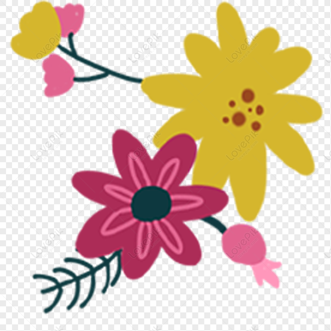 Anime Hand Painted Flowers Png, Flowers Yellow, Floral Flowers, Flowers ...