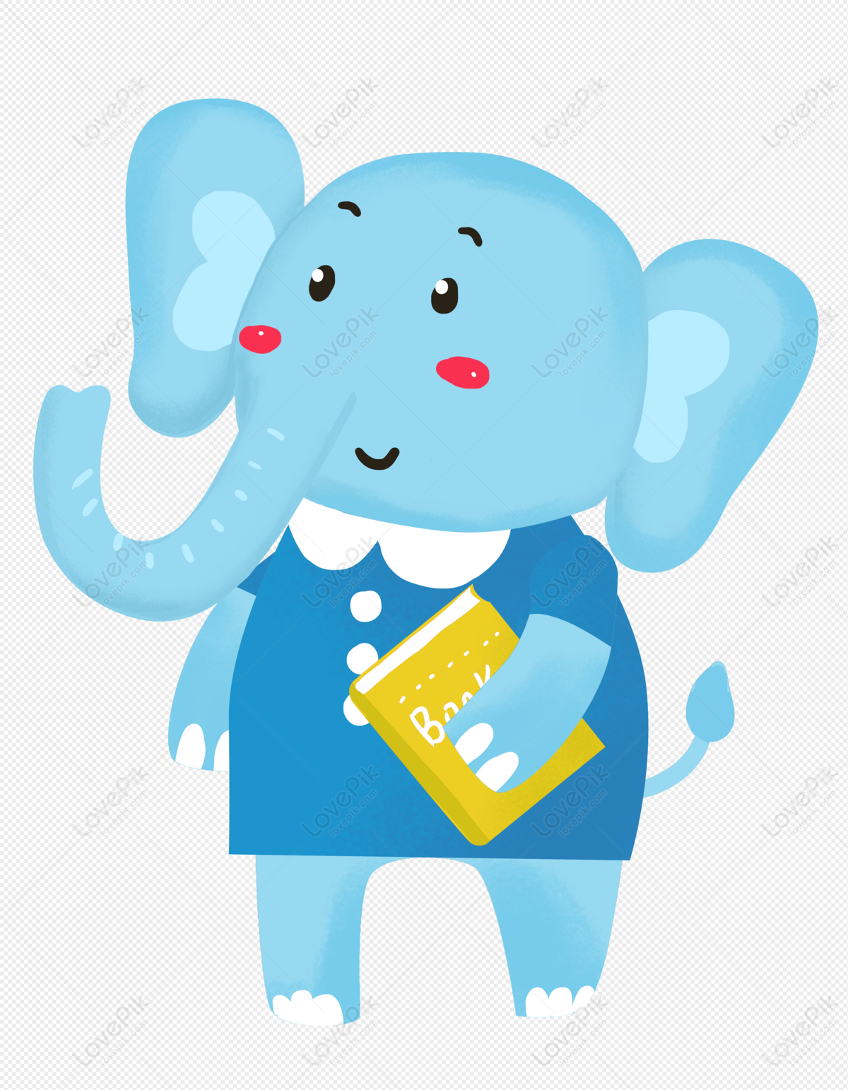 Elephant Student, Cartoon Elephant, Blue Elephant, Cartoon Light PNG