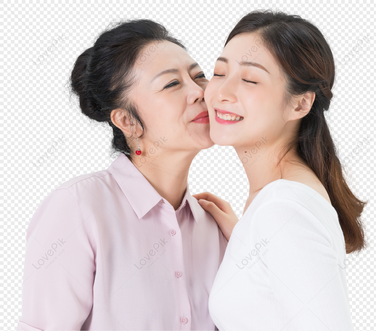 Happy of Mother and Daughter Woman Asian and Aunt with Gift with Pink  Ribbon and Daughter Kissing Mother Stock Photo - Image of asian, female:  119920684