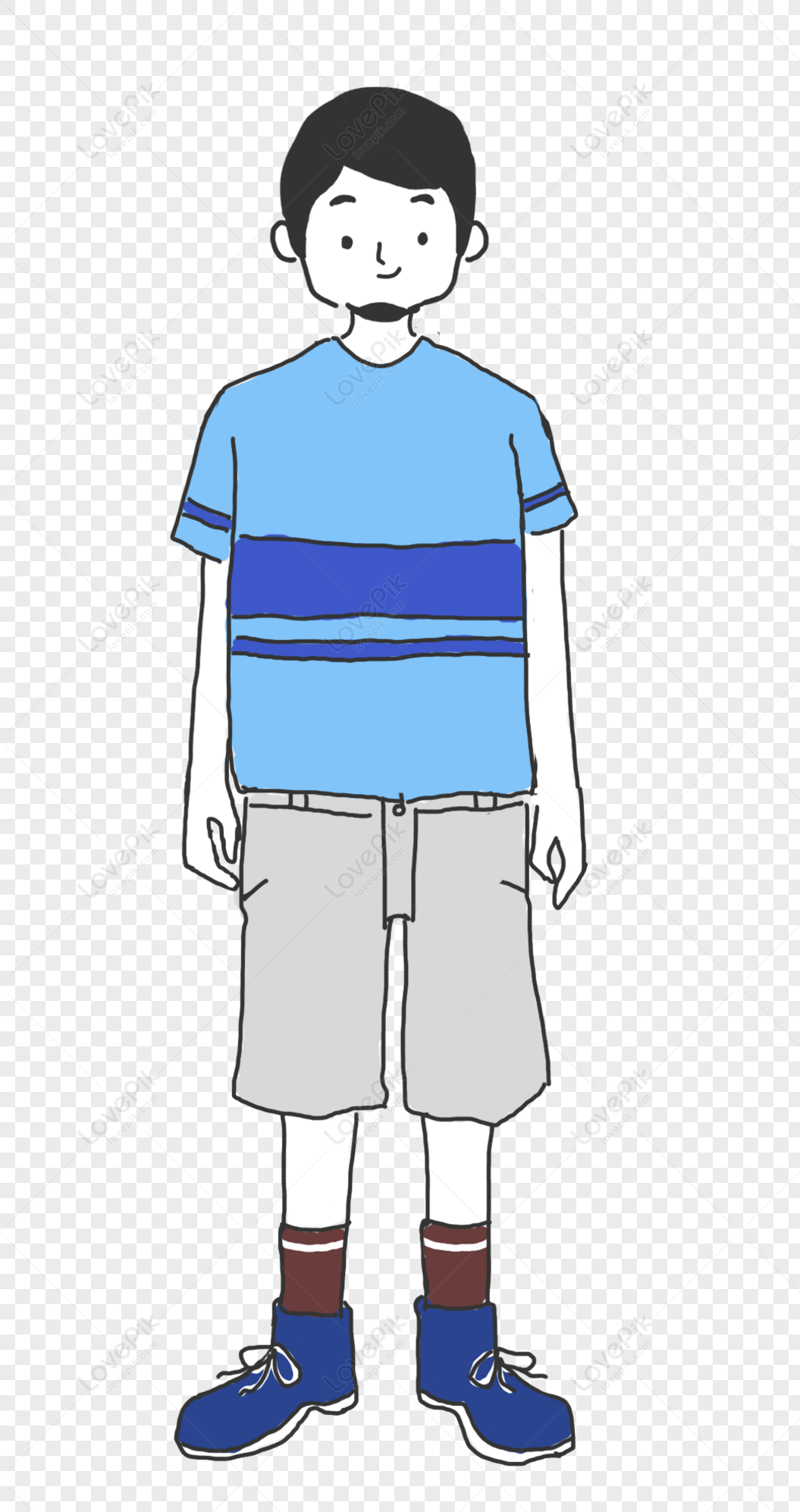 Blue T Shirt PNG Picture, Light Blue Hand Drawn Cartoon T Shirt, T