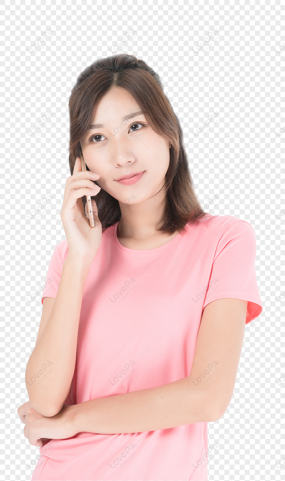 Sports Female Talk, Phone Woman, Talking Woman, Light Pink PNG Image ...