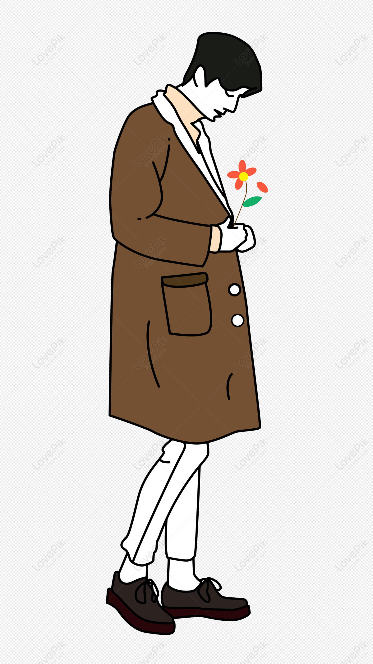 The Boy Put On It., Elegant Flowers, Brown Flowers, Cartoon White PNG ...