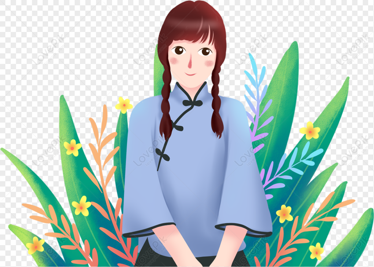 Cute Hand Painted Girl Illustration Png Png White Transparent And 