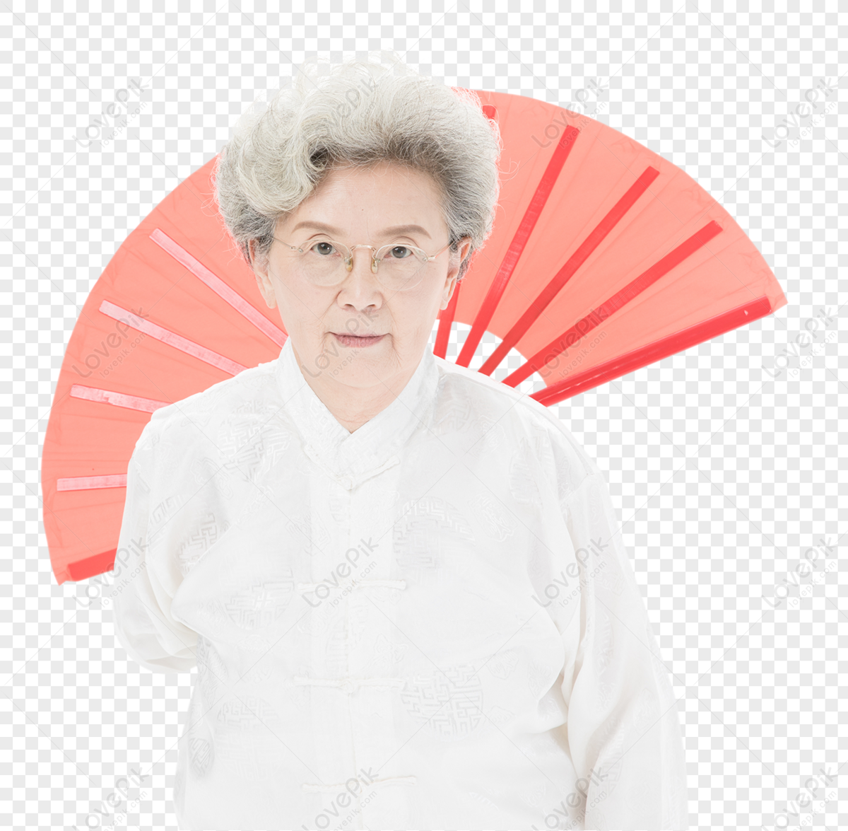 Old Age Kung Fu Fan Sports, Red White, Old Woman, Fan Red PNG Free ...