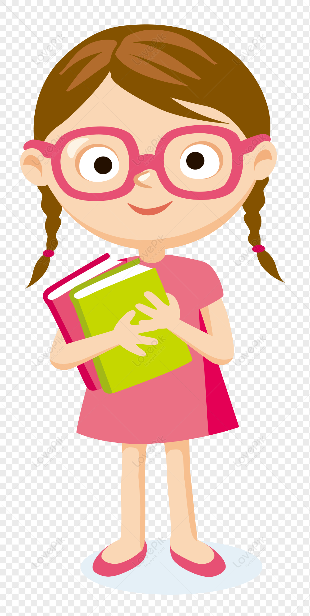 Teachers Day Material, Dark Girl, Cartoon Girl, Dark Green PNG Image ...