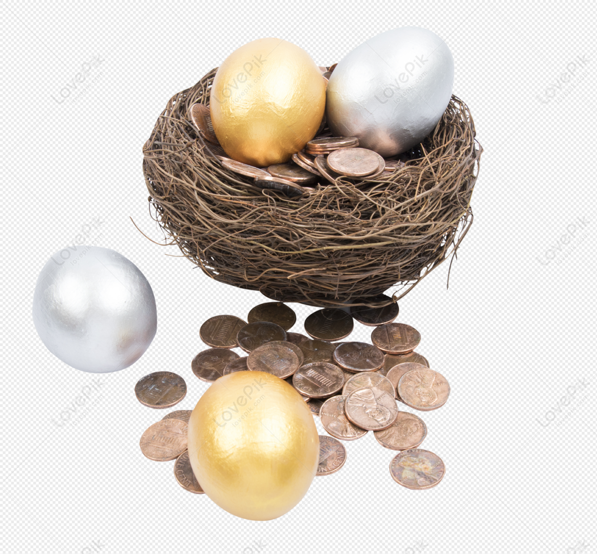 Golden Eggs In Birds Nest PNG Transparent And Clipart Image For Free  Download - Lovepik