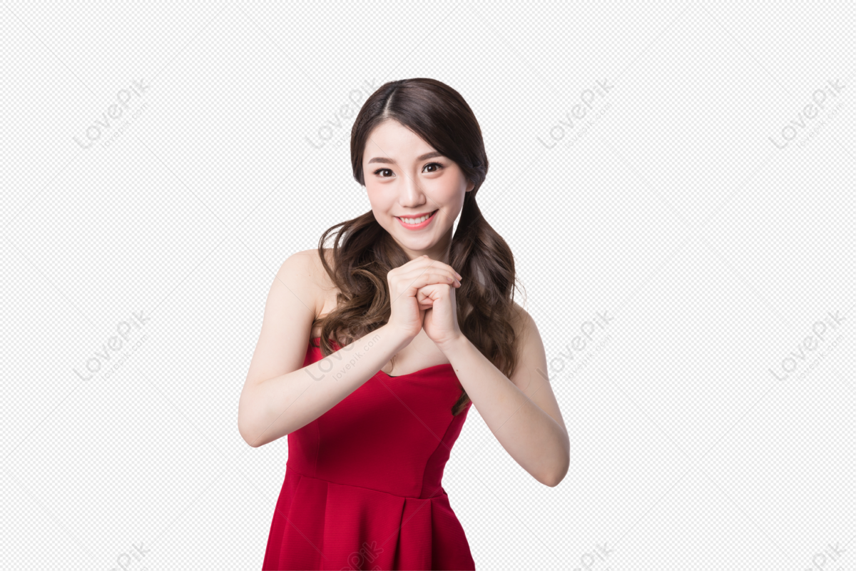 A Greeting Girl PNG Images With Transparent Background