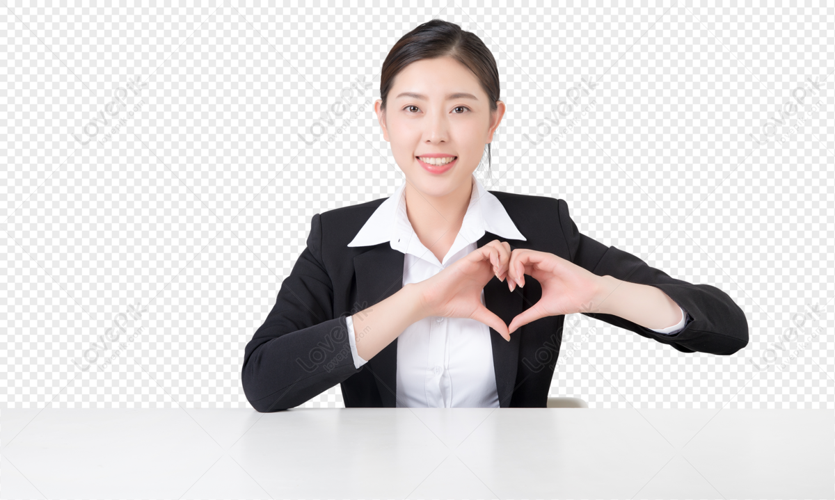 Smiling women in business, heart white, business desk, business woman png transparent image