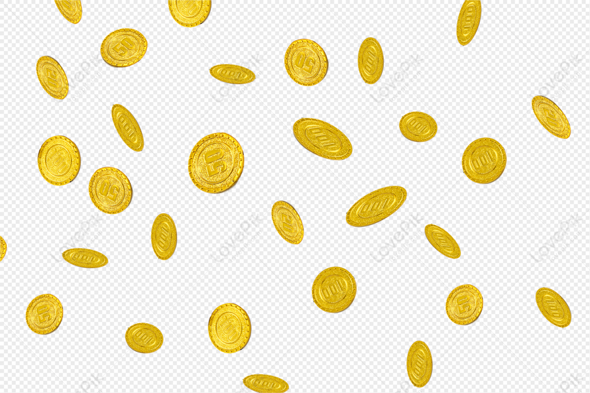 Floating Gold Coins Golden Pattern Golden Yellow Coin Line Free