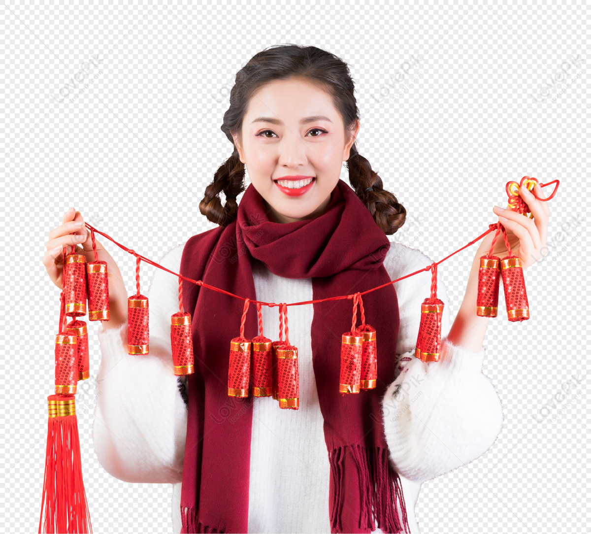 Women Hold Firecrackers., Light Maroon, Chinese Red, Holding Light PNG ...