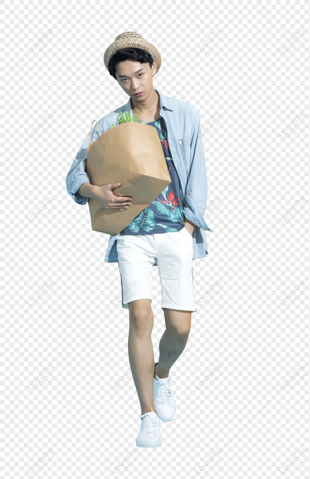 A Young Man With A Bag Of Fruit, Characters, Young, Sunny PNG Free ...