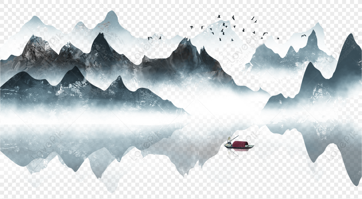 Artistic Drawing Material Png, Dark Mountain, Chinese Mountain, Light ...