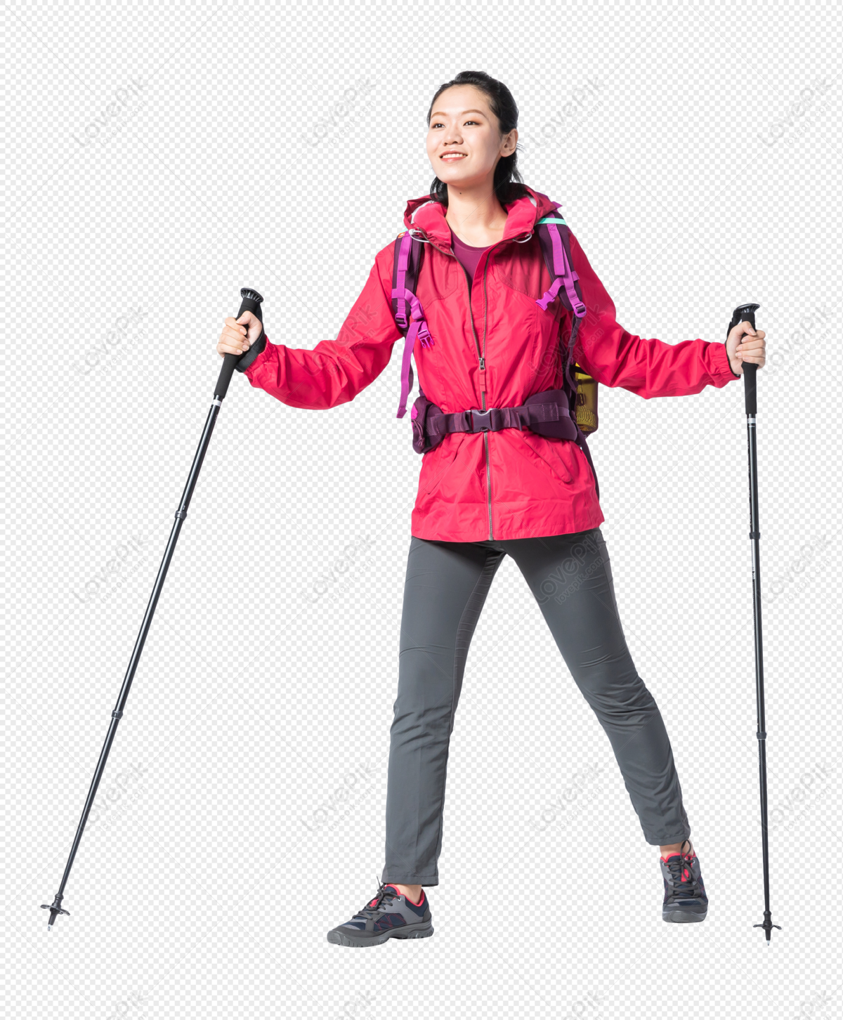 Hiking Young Women, Pink Woman, Hiking Outdoors, Pink Red PNG Image And ...