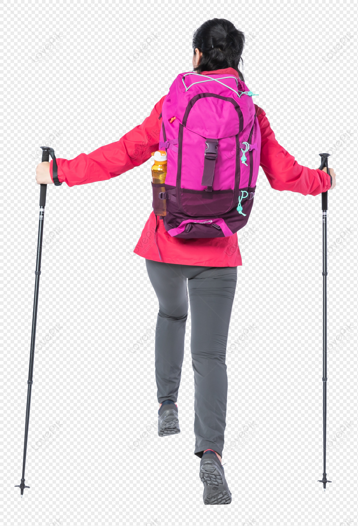 Hiking Youth Female Back, Backpack Woman, Pink Woman, Walking Woman PNG ...