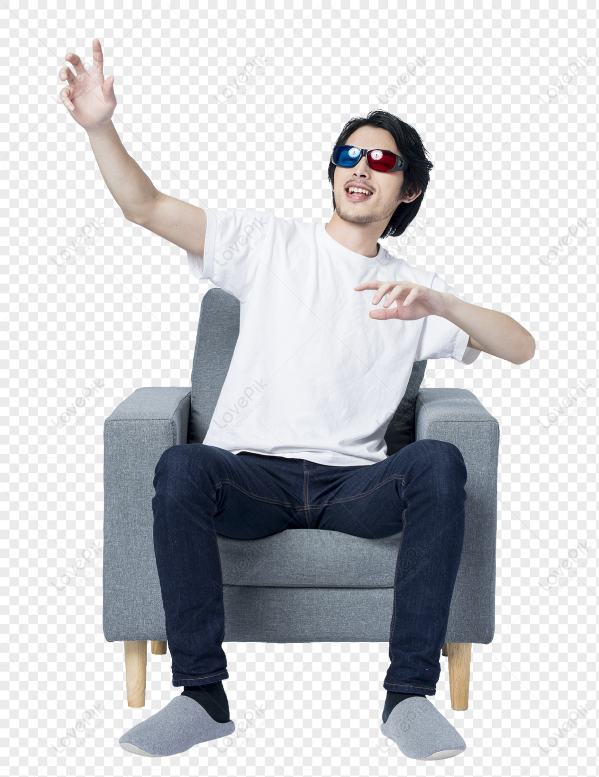 A Man With Glasses Sitting On The Sofa PNG Transparent Image And Clipart  Image For Free Download - Lovepik | 400917947