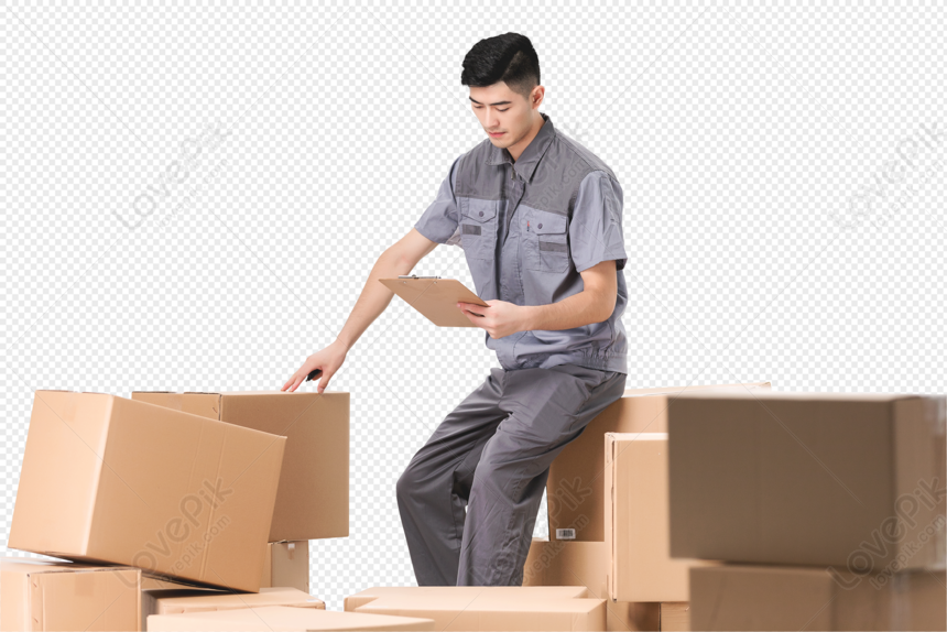 Logistics Male Job Image, Delivery Man, Man Work, Material PNG Hd ...