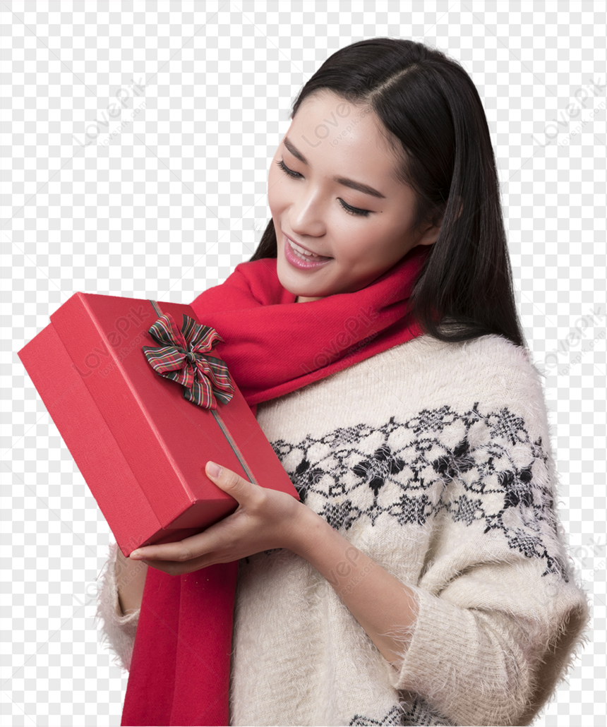 New Years Women Holding Gift Boxes PNG Transparent And Clipart Image ...