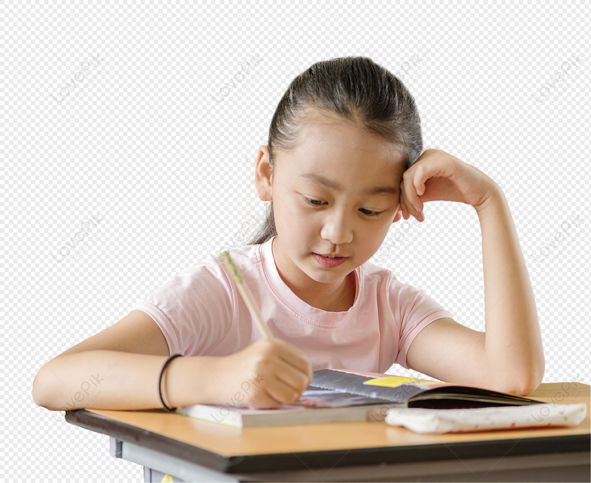 students learning state in class, girl school, girl writing, light pink png white transparent