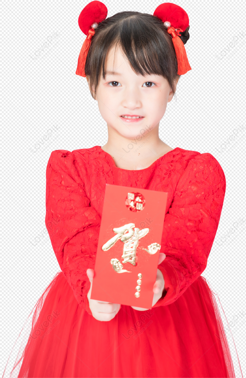 A Girl With A Red Envelope PNG Transparent And Clipart Image For Free ...