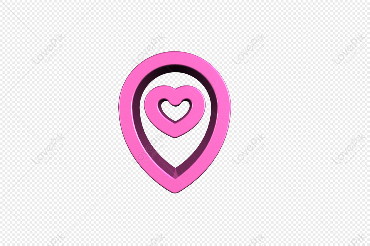 C4d Pink Love Location Icon, Icon Vector, Heart Icon, Art Icon PNG