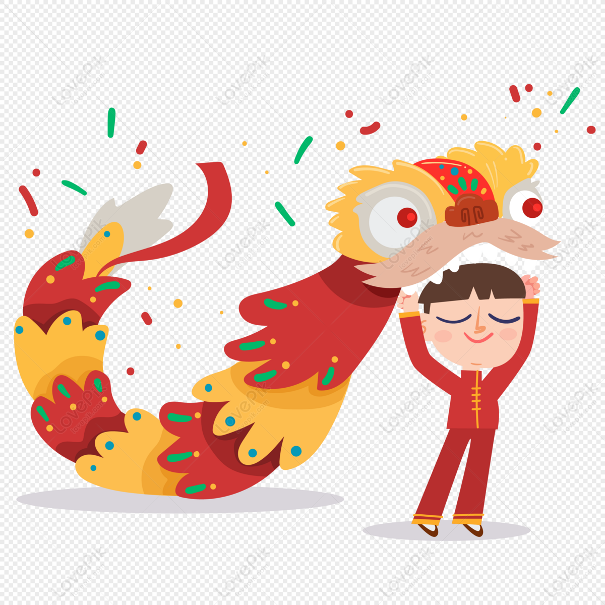 Celebrate The Chinese New Year With A Lion Dance By Lovely Boys PNG  Transparent And Clipart Image For Free Download - Lovepik | 400948906