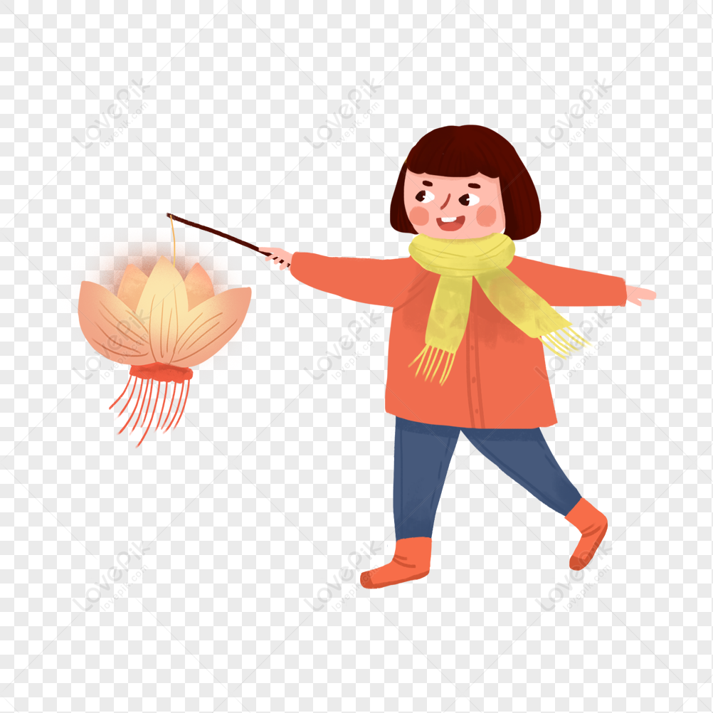 Girls With Lanterns, Girl Kite, Lotus Red, Girl Vector PNG Transparent ...