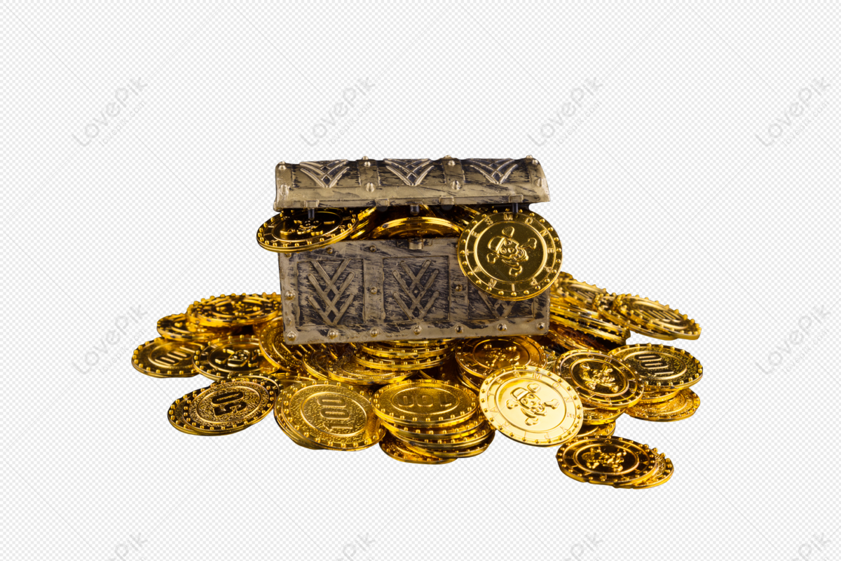 Wooden chest with golden coins illustration on transparent background PNG -  Similar PNG