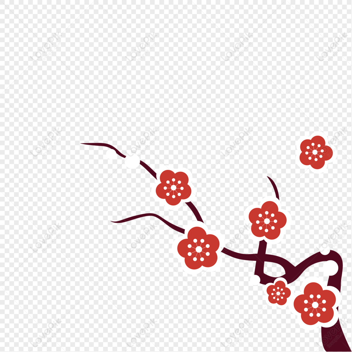 手绘冬季红梅插画图片-图行天下素材网