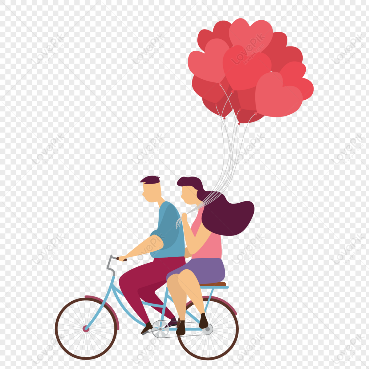 Hình ảnh Cặp đôi Lãng Mạn Cưỡi Xe đạp Với Bóng Bay Tình Yêu PNG ...