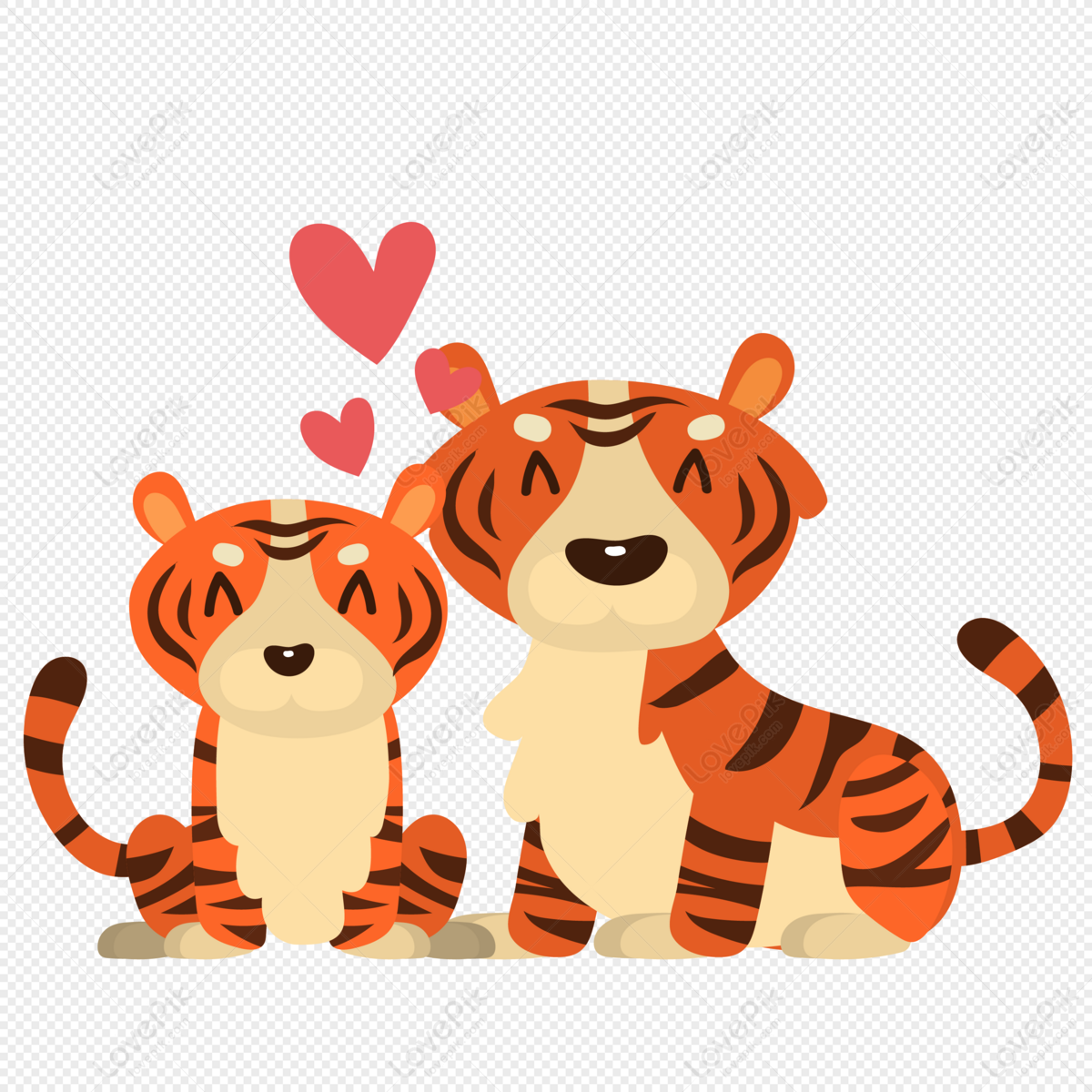 Jogo De Animação Do Casal De Tigre Bonito, Casado Feliz Ilustração