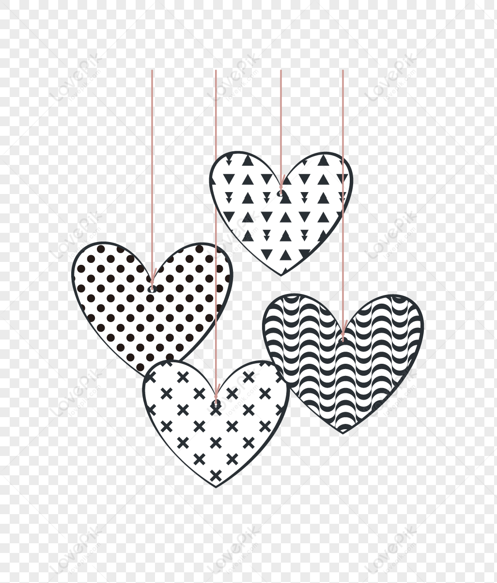 Bandeau De Saint Valentin Avec Coeurs Et Spirales PNG , Coeur