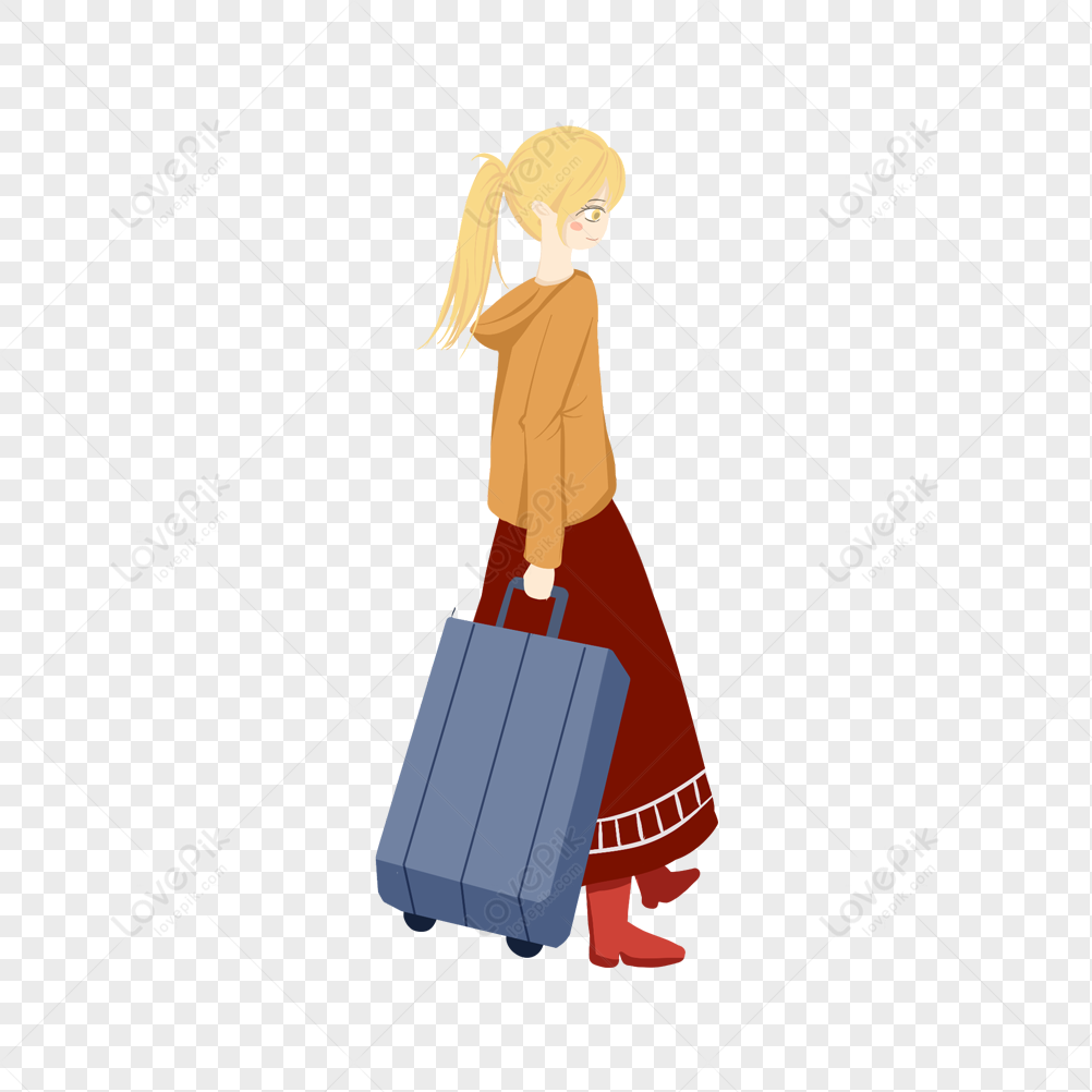 A Girl With A Suitcase PNG Image And Clipart Image For Free Download ...