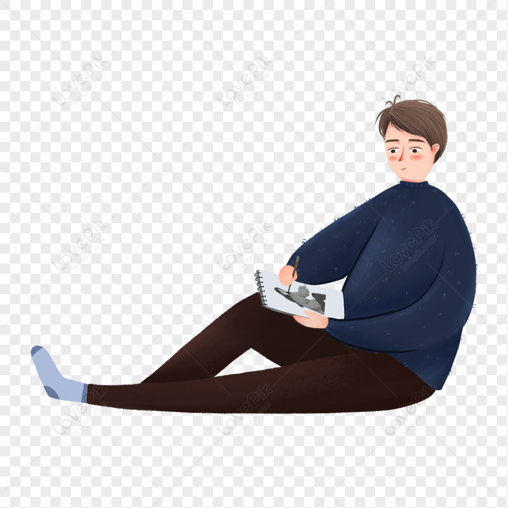 A Man Sitting And Drawing PNG White Transparent And Clipart Image For Free  Download - Lovepik | 400976562