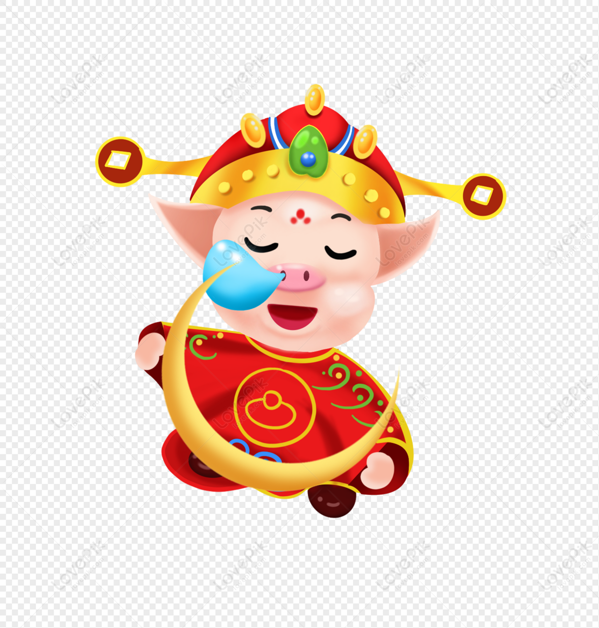 Good Night Pig Expression, Chinese Red, New Year, Pig PNG Transparent ...