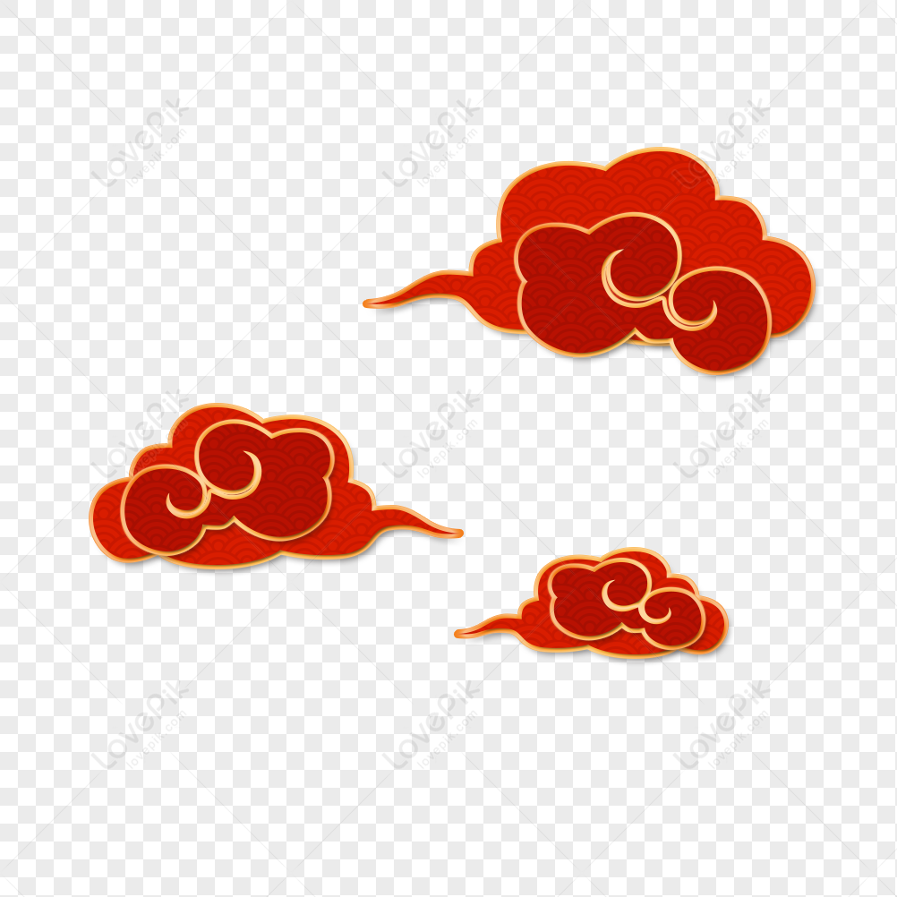 Red Auspicious Clouds, Chinese Red, Clouds Vector, Painting Red PNG ...