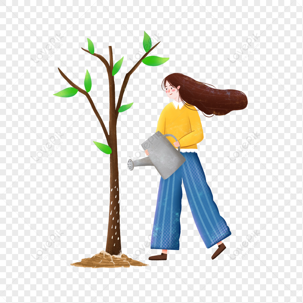 Girls Watering Trees PNG Free Download And Clipart Image For Free Download  - Lovepik | 401020403