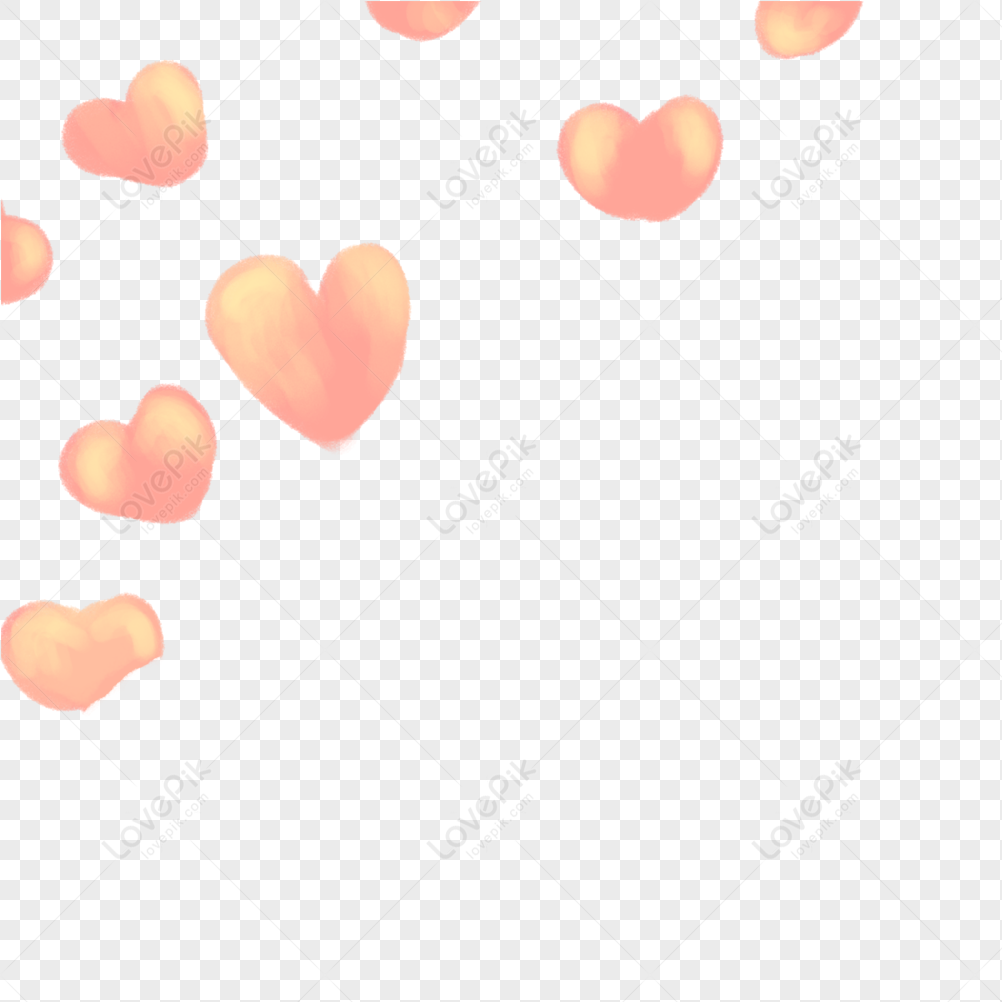 Love Decoration, Light Painting, Heart Pink, Heart Orange Png Image 