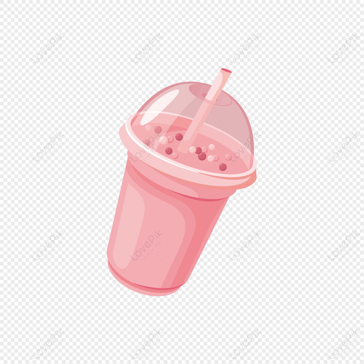 pink milk tea bubble in plastic cup with straw 3D illustration png 10870610  PNG