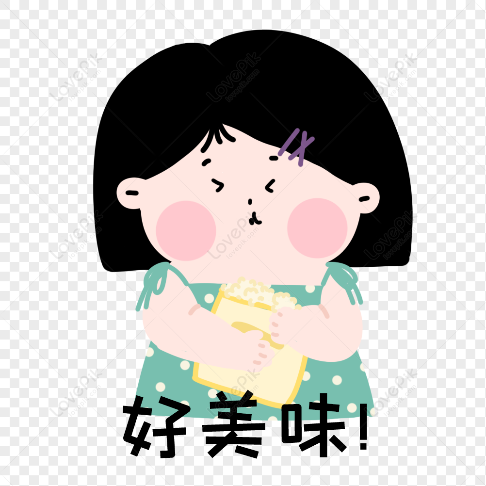 Cute Cartoon Girls Eating And Chatting Facial Pack PNG Transparent ...