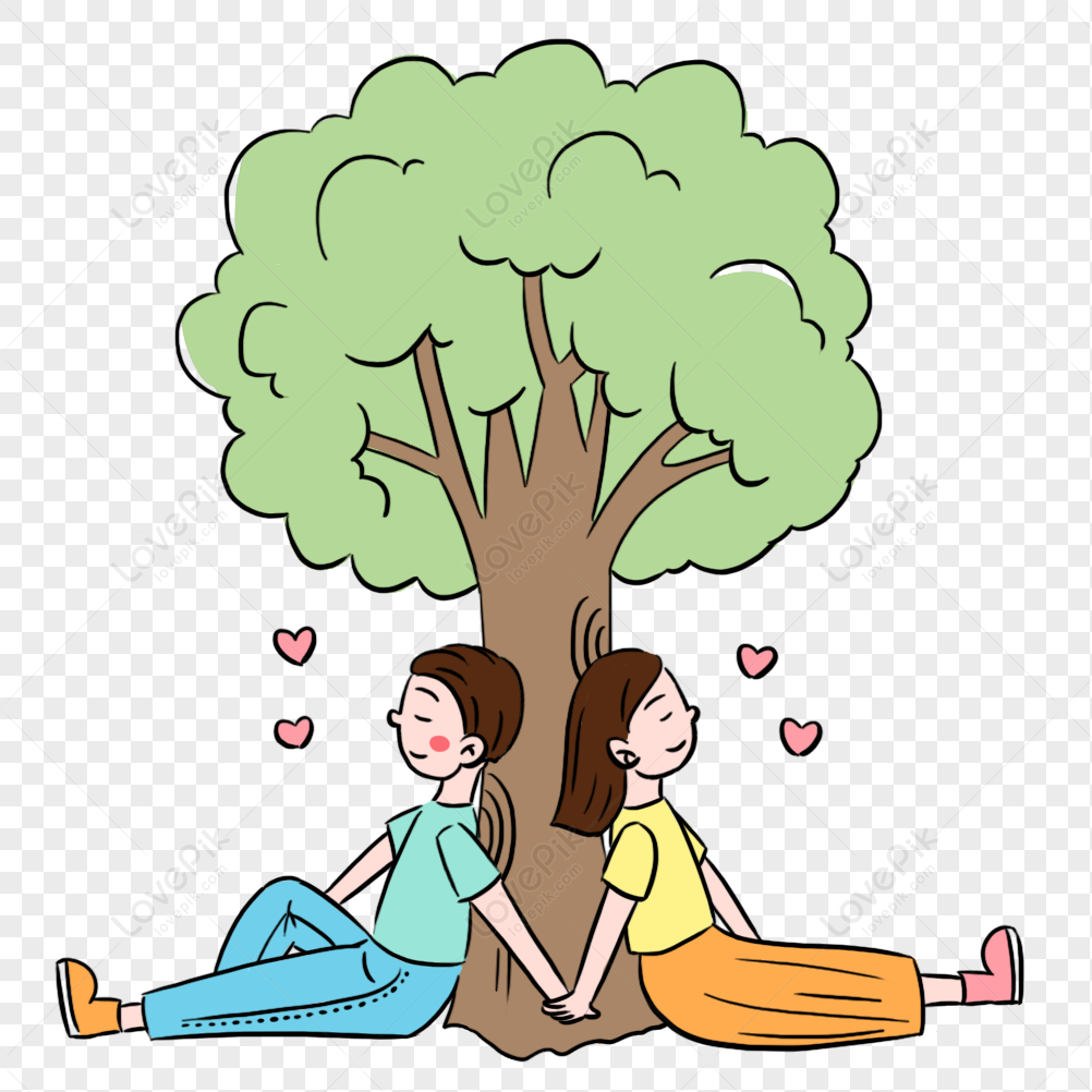 Fresh Valentines Day Tree Dating Couple Elements PNG Image And Clipart ...