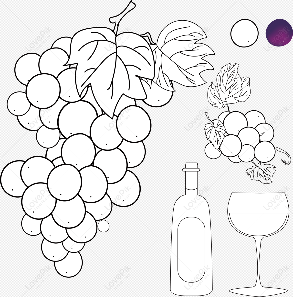 Grapes Sketch Vector Vector & Photo (Free Trial) | Bigstock