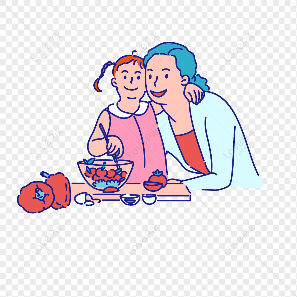 Hand Painted Mother And Child Elements Free PNG And Clipart Image For ...