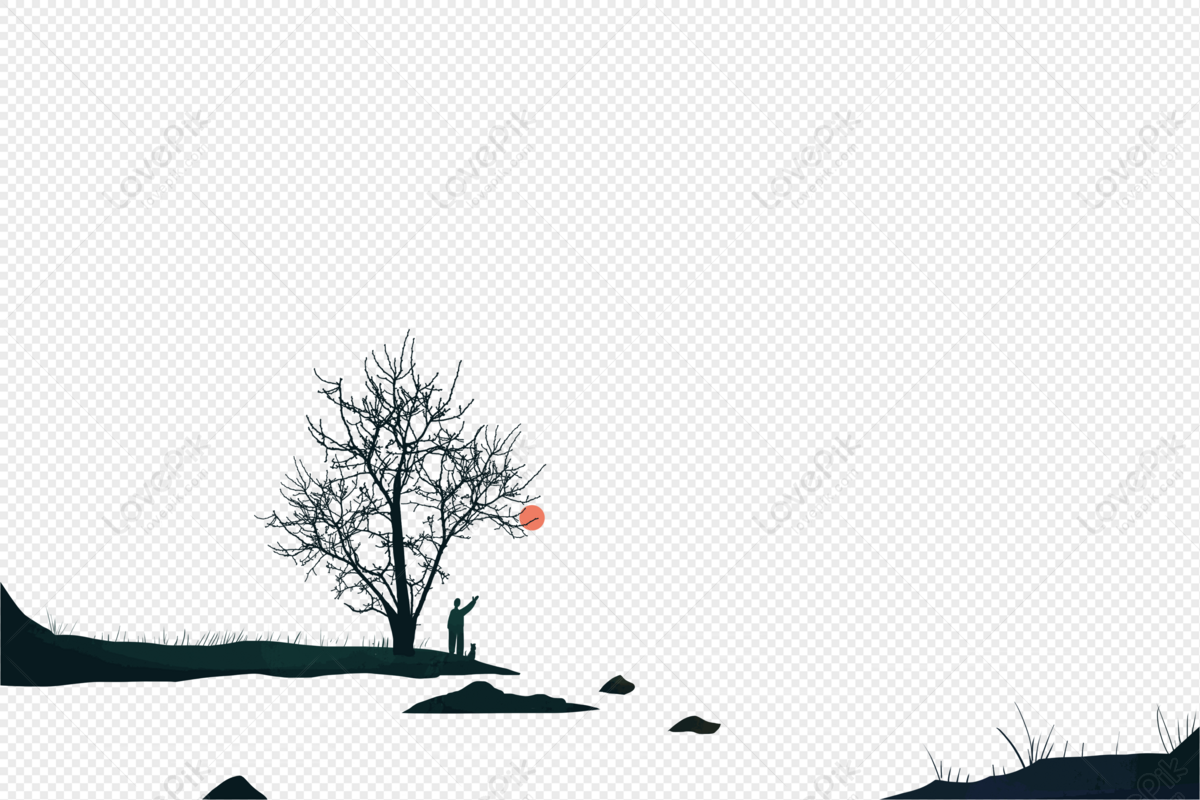 tree branches clipart black and white sun